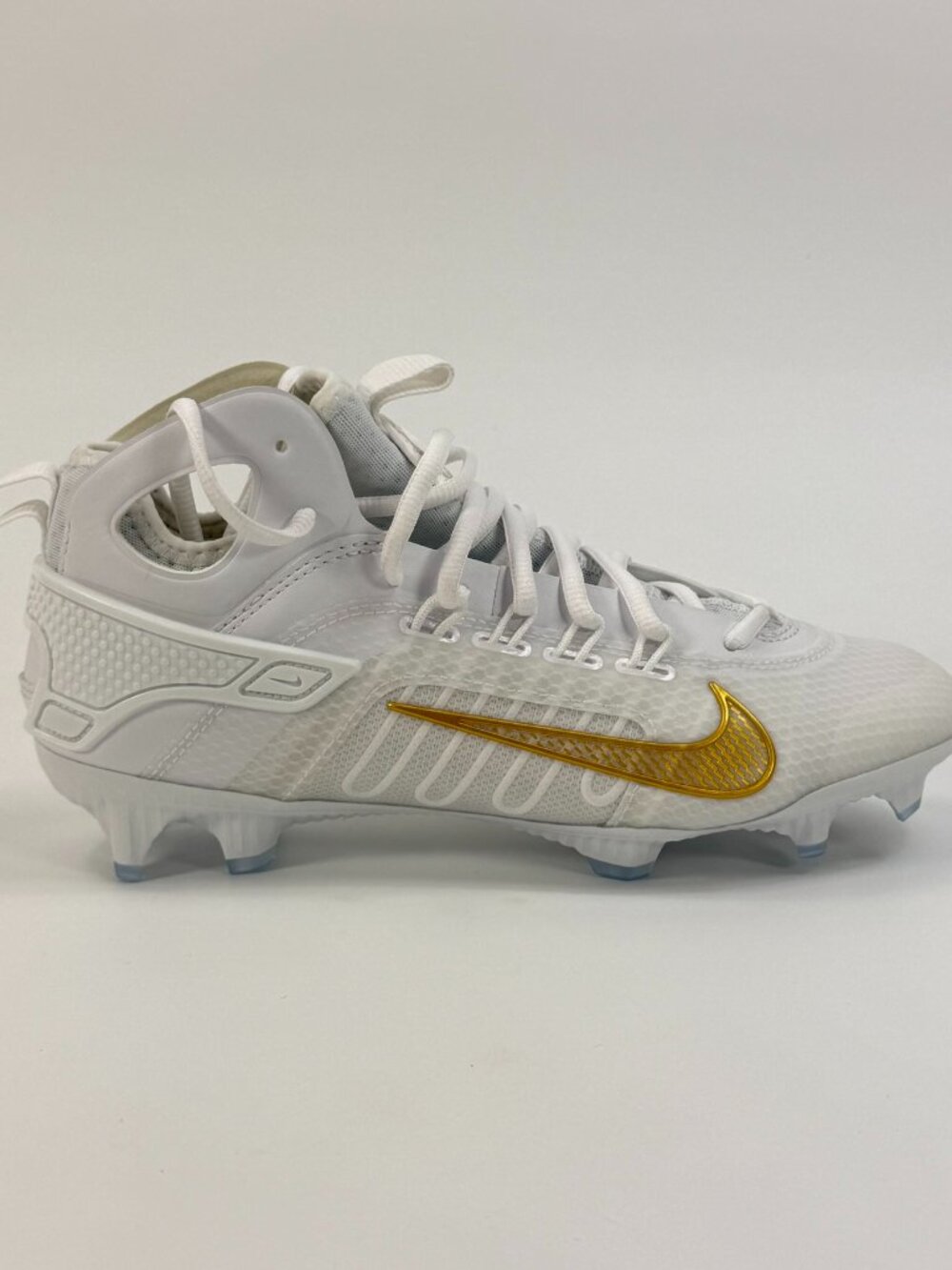 Nike Huarache 9 Elite Mid LAX 'White Metallic Gold' FD0088-100 size 6.5 READ
